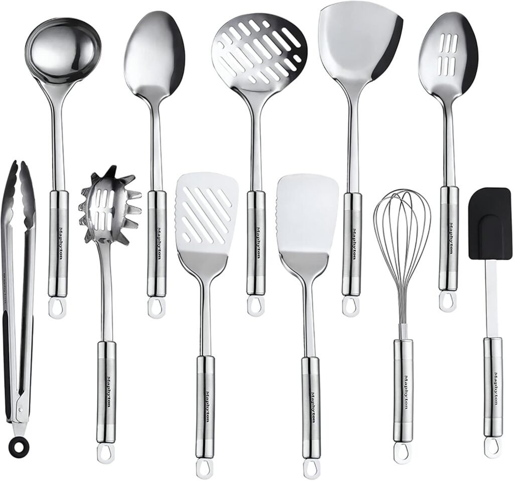 Cooking Utensil Set, 11 PCS Stainless Steel Kitchen Utensil Set, Nonstick Kitchen Gadgets Cookware Set with Spatula 10 61kMpohuEQL. AC SL1500